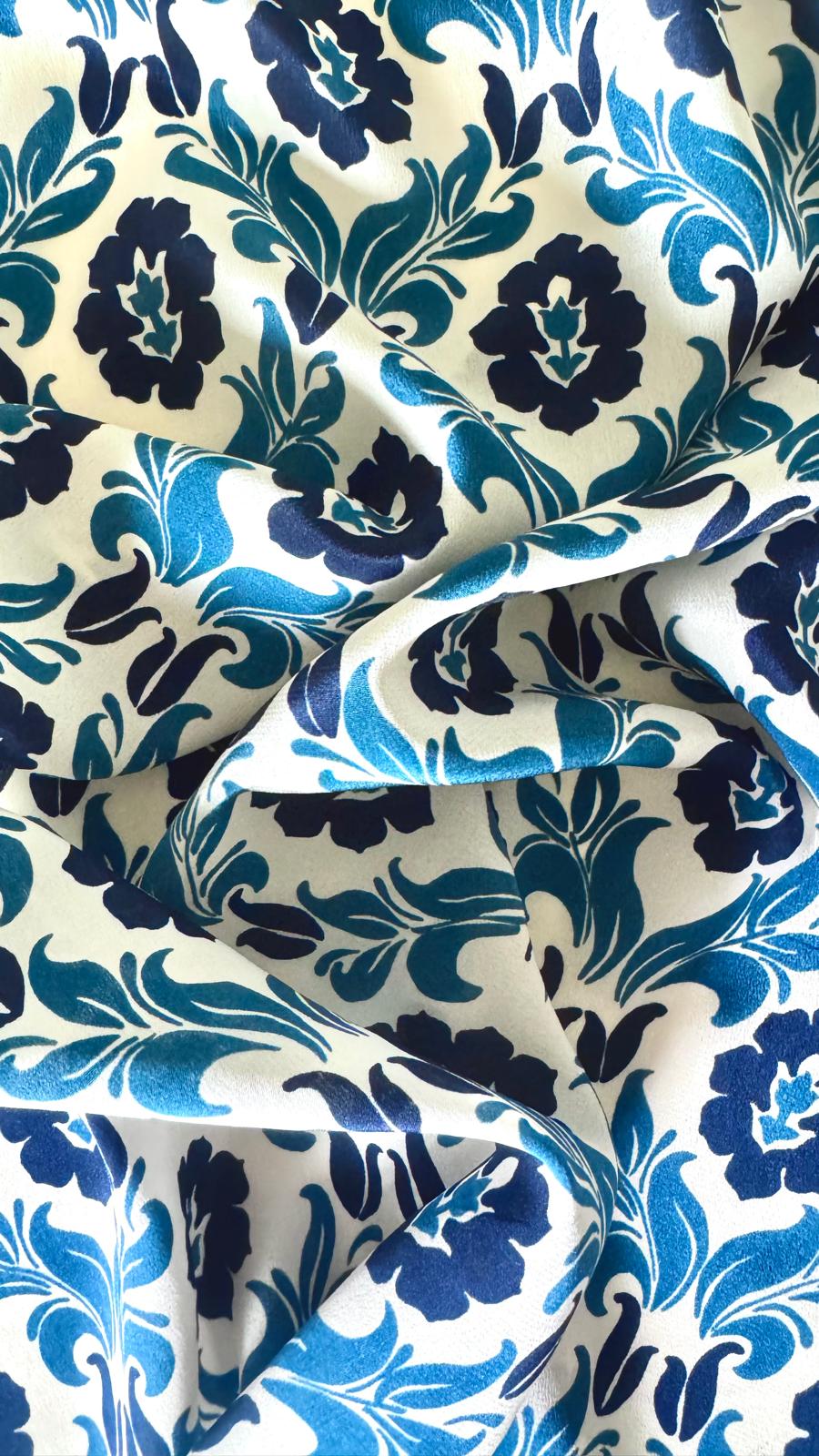 Floral crepe de chine silk fabric