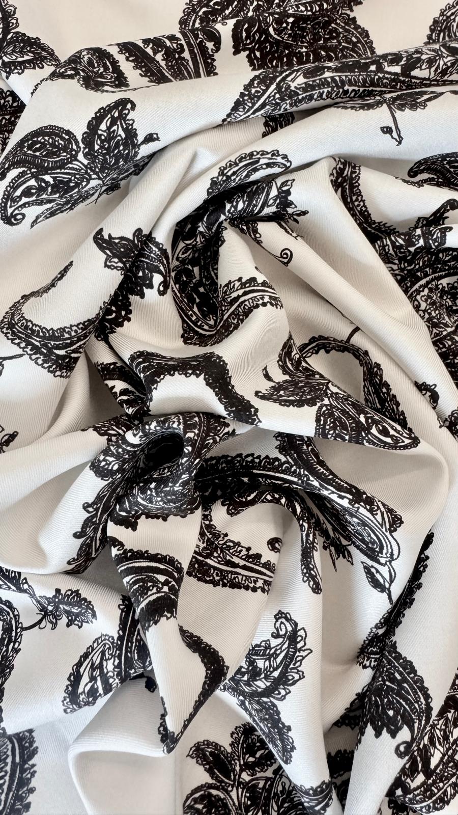 Viscose twill in two-tone paisley print