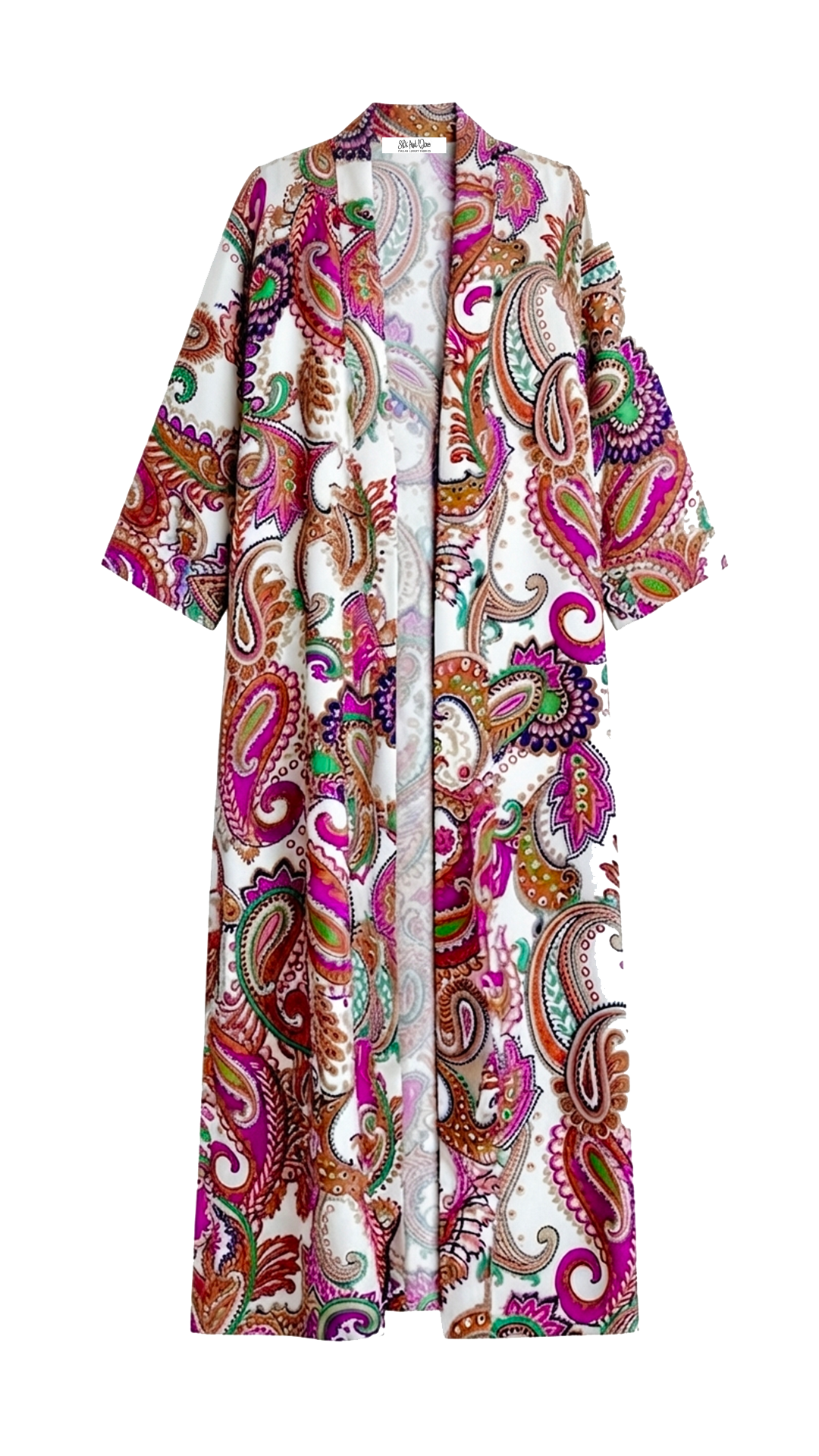 kimono paisley bianco e fucsia