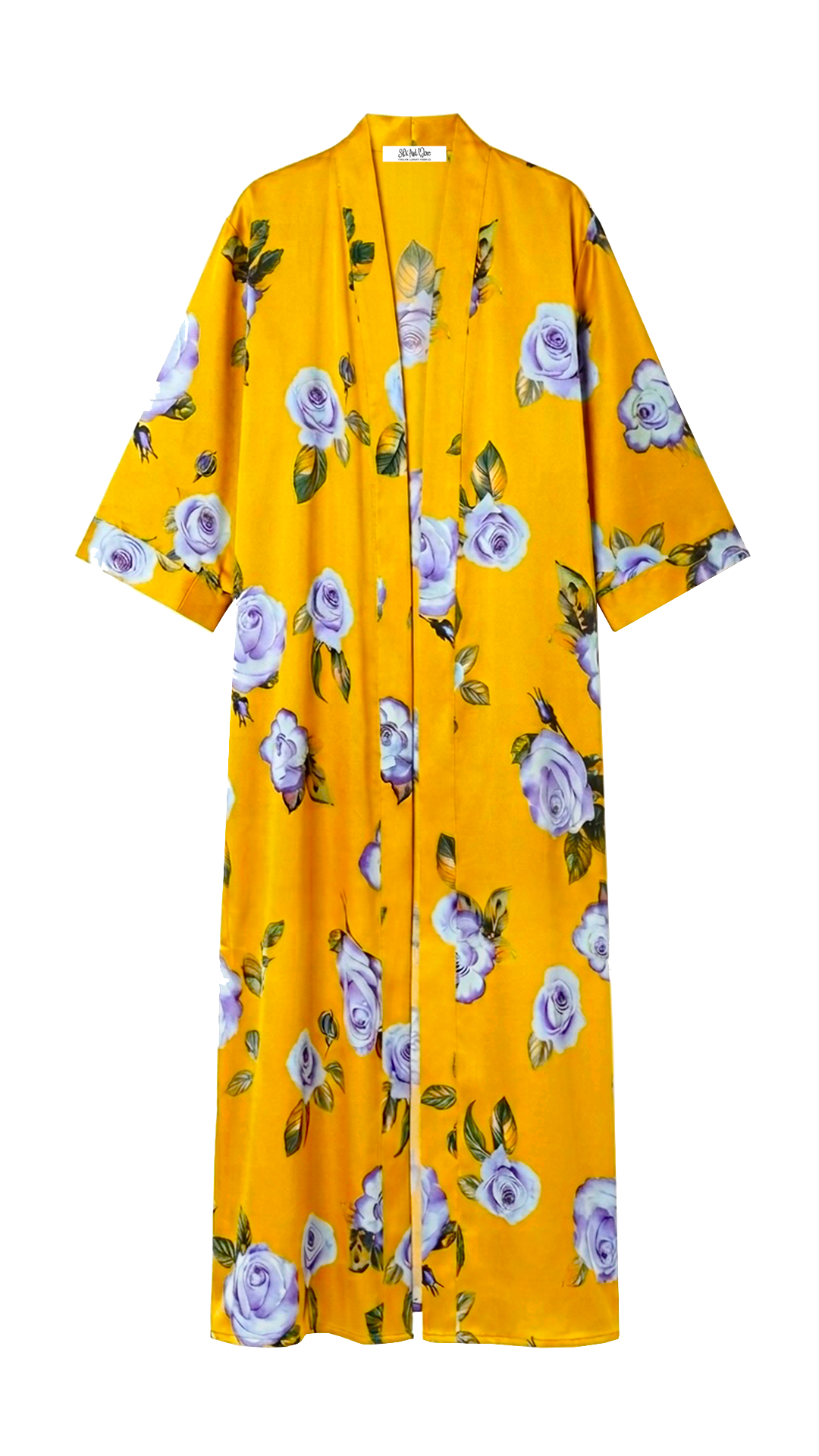 kimono seta giallo azzurro